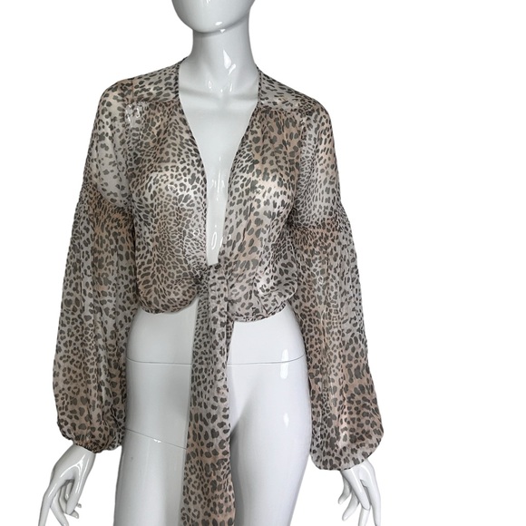 P2F Swim Coverup 2 Pc Top & Shorts Animal Print XS/S Sheer Festival Beach - Picture 9 of 16